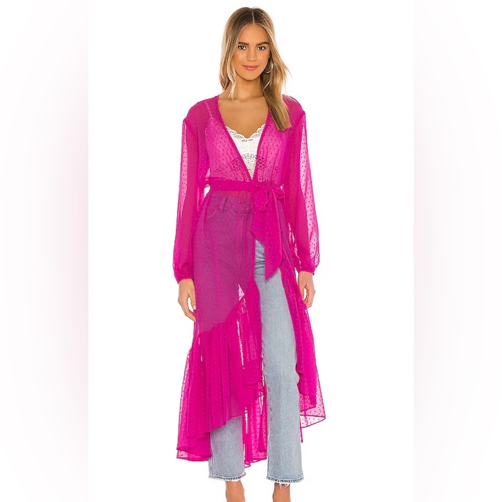 Lovers + Friends Sheer Swiss Dot Ruffle Cover Up